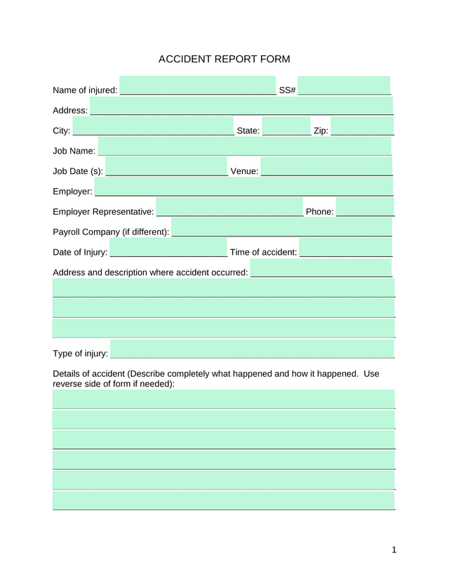 ACCIDENT REPORT FORM screenshot