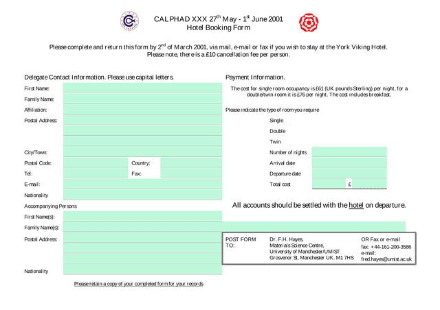 Hotel Booking Form screenshot