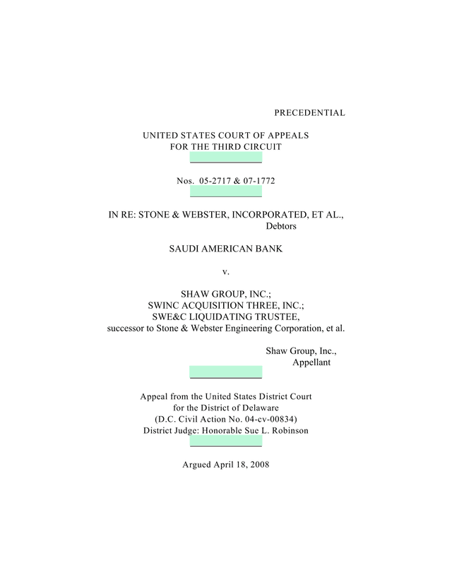 United States Court Of Appeals For The Third Circuit   Stone  Webster Case screenshot