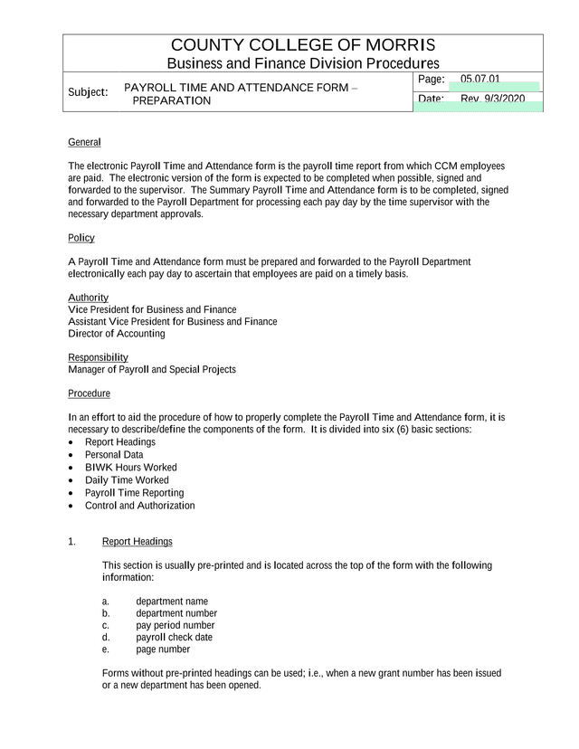 Payroll Time And Attendance Form  Preparation screenshot