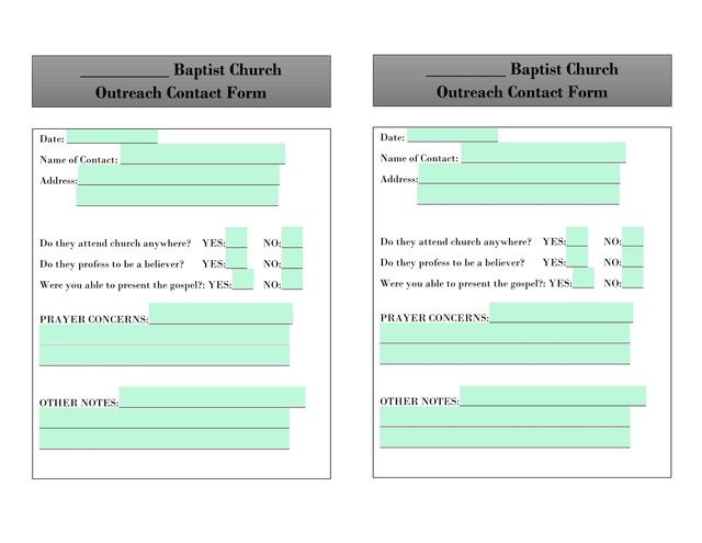 Outreach Contact Form screenshot