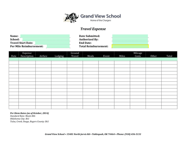 Travel Expense Form screenshot
