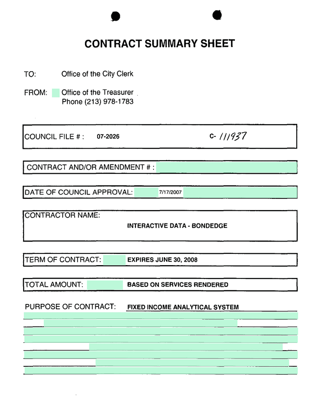 Interactive Data BondEdge Contract screenshot