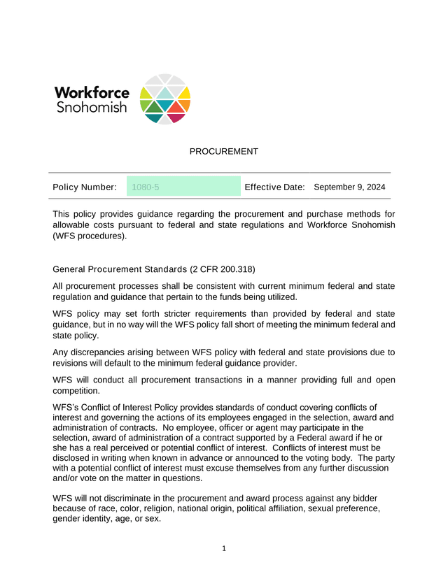 Procurement Policy screenshot