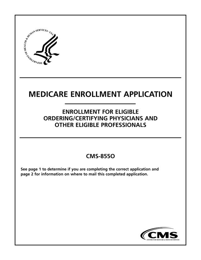 Medicare Enrollment Application (CMS 855O) screenshot