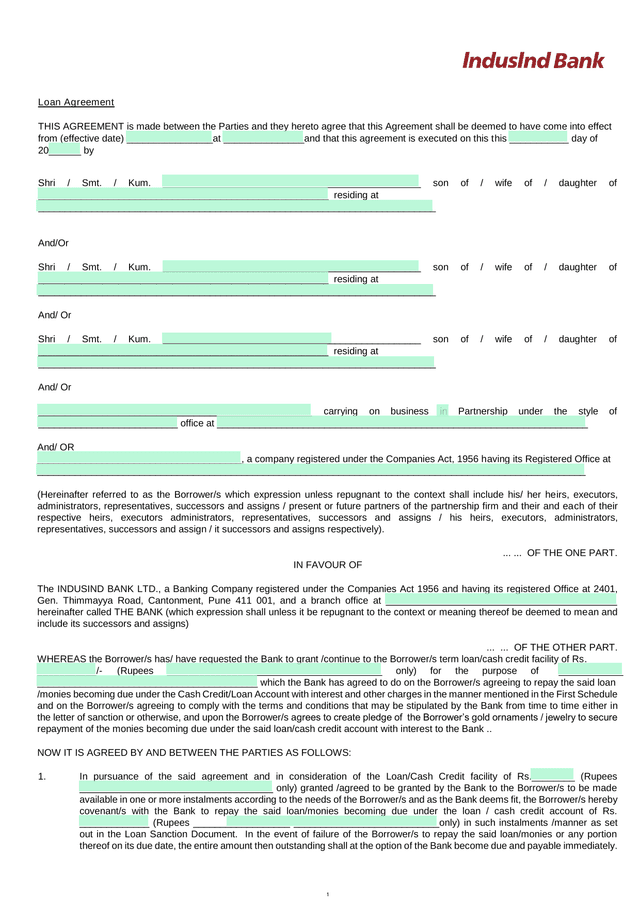Loan Agreement screenshot