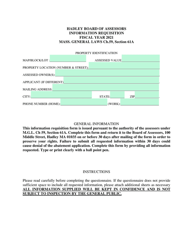 Information Requisition screenshot