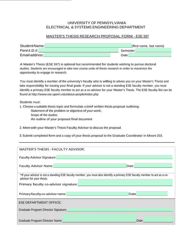 MASTERS THESIS RESEARCH PROPOSAL FORM   ESE 597 screenshot