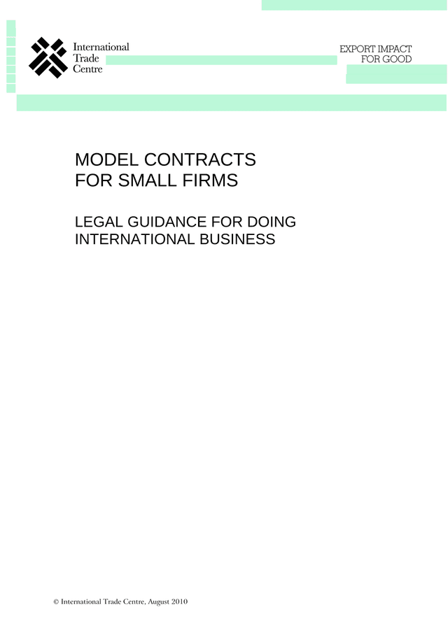 Model Contracts For Small Firms International Distribution Of Goods screenshot