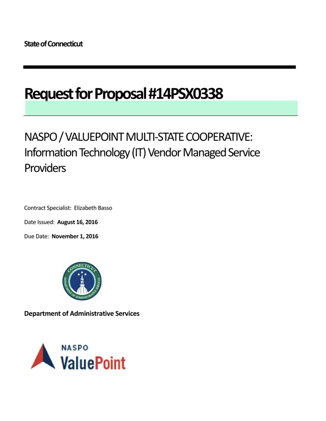 Request For Proposal 14PSX0338 NASPO  VALUEPOINT MULTI STATE COOPERATIVE Information Technology (IT) screenshot