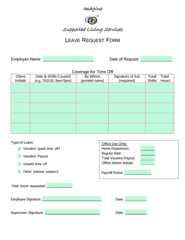 Leave Request Form screenshot