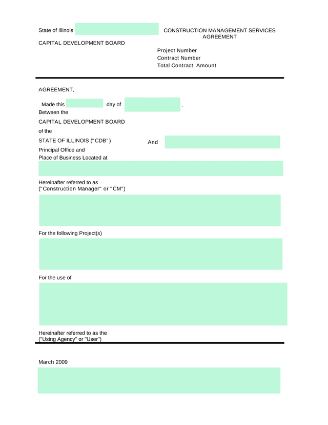 Construction Management Services Agreement screenshot