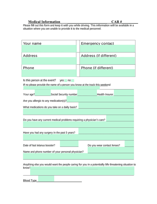 Medical Information screenshot