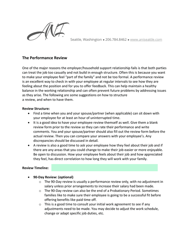 The Performance Review screenshot