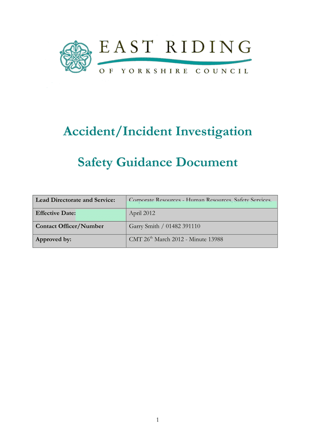 AccidentIncident Investigation Safety Guidance Document screenshot
