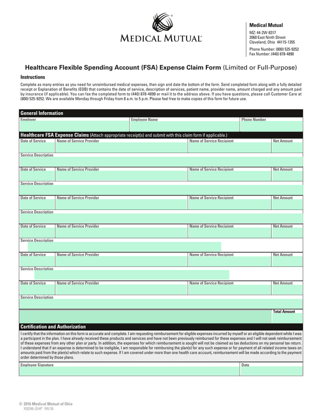 Healthcare FSA Expense Claims screenshot