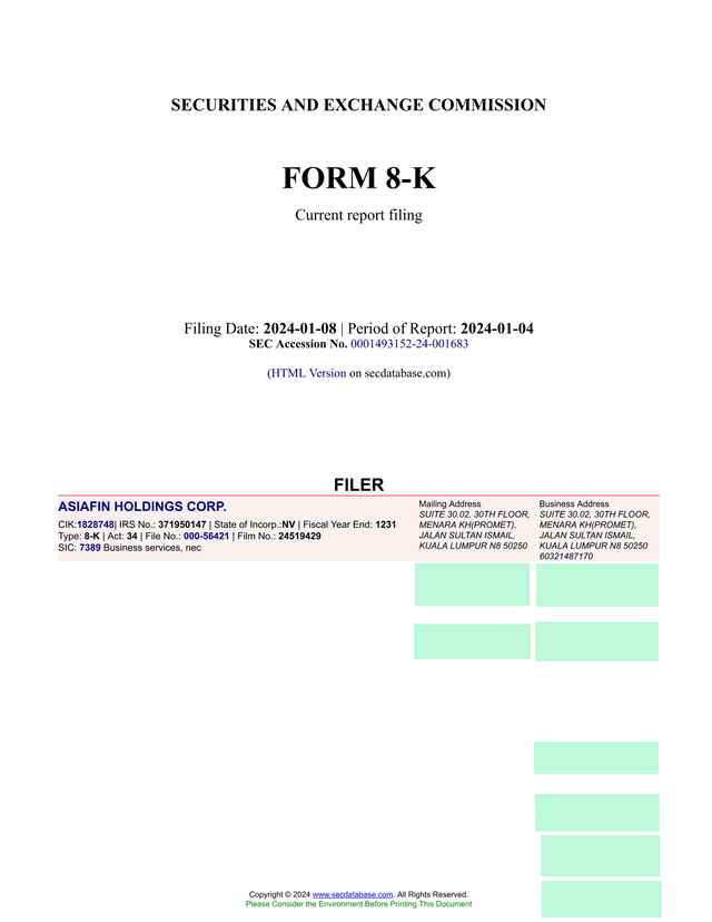 Form 8 K Current Report screenshot