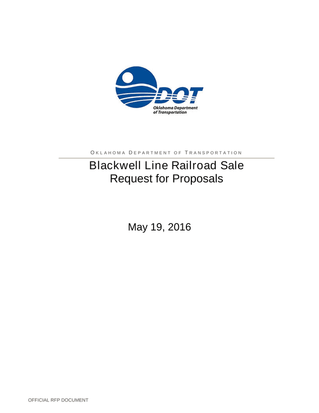 Blackwell Line Railroad Sale Request For Proposals screenshot