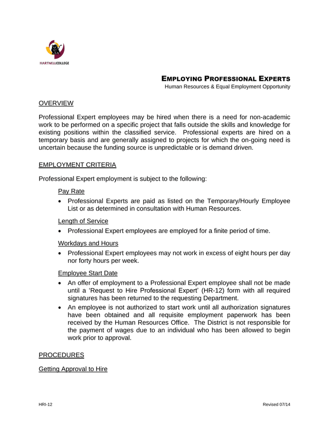 Employing Professional Experts screenshot