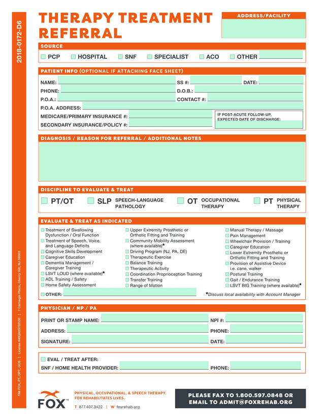Therapy Treatment Referral screenshot