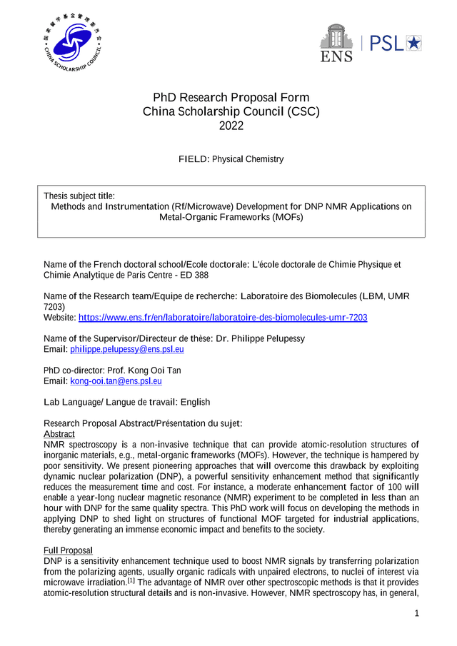 PhD Research Proposal Form screenshot