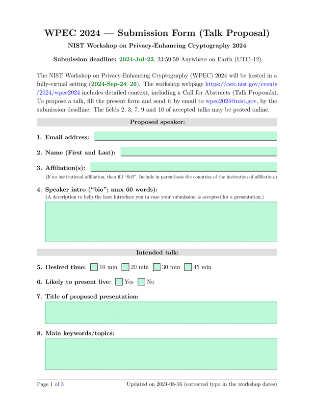 WPEC 2024  Submission Form (Talk Proposal) screenshot