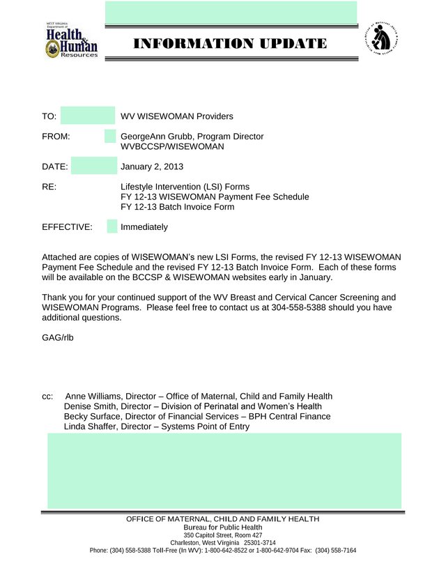 WISEWOMAN Information Update screenshot