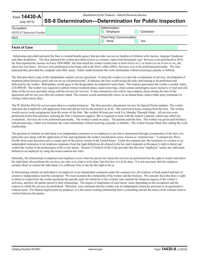 Form 14430 A screenshot
