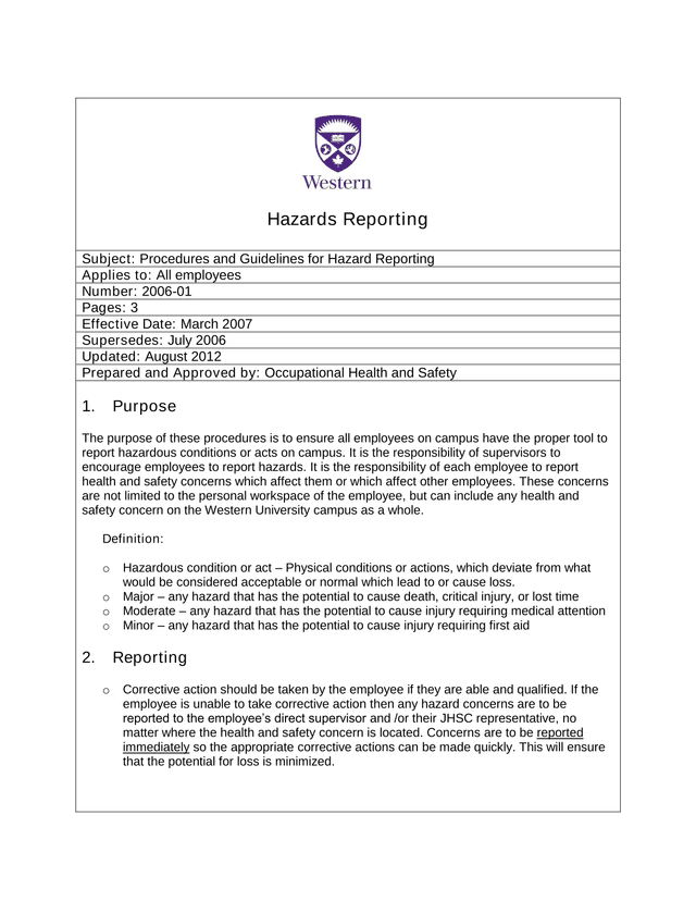 Western Hazards Reporting screenshot