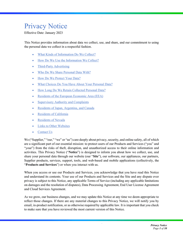Privacy Notice screenshot