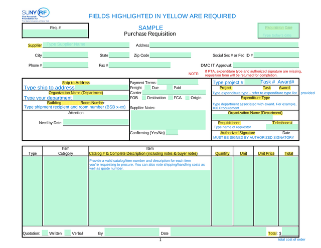 Purchase Requisition screenshot