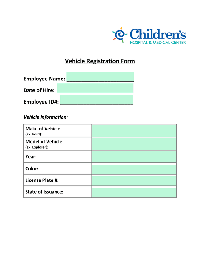 Vehicle Registration Form screenshot
