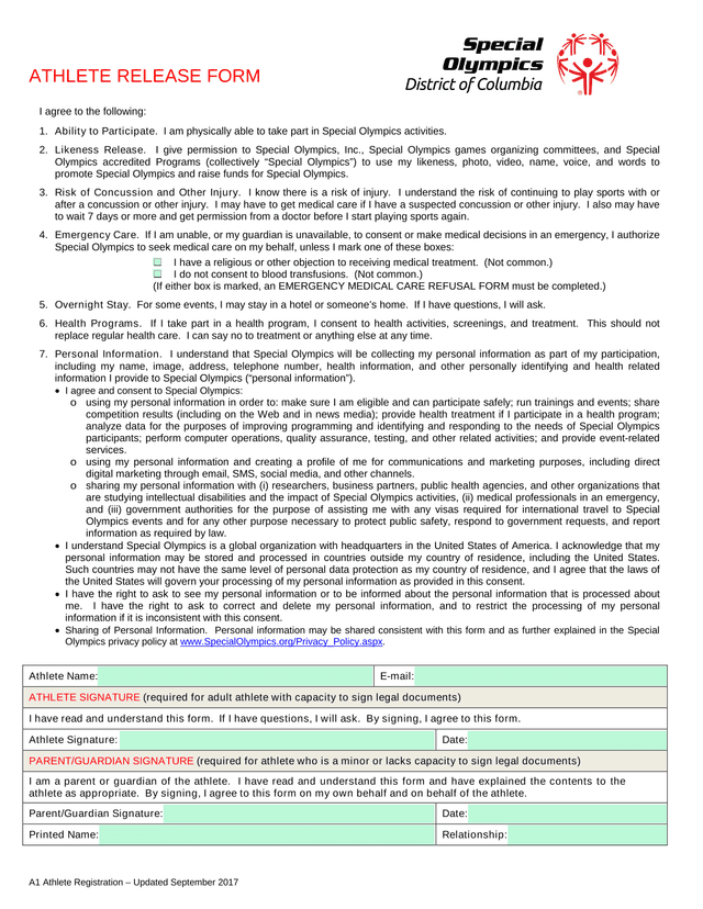 A1 Athlete Registration screenshot