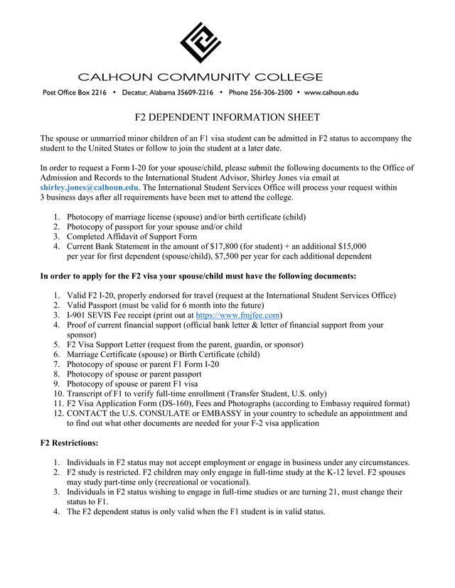 F2 Dependent Information Sheet screenshot