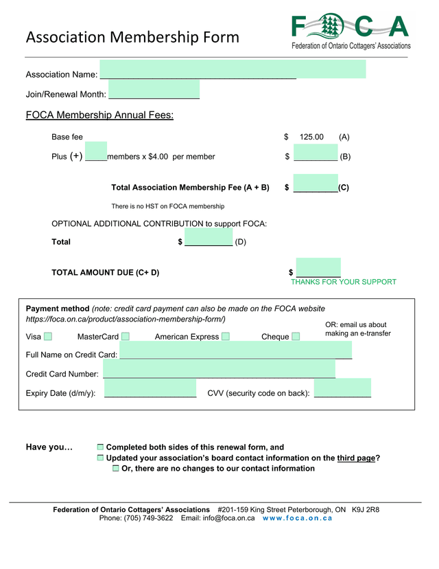 Association Membership Form screenshot