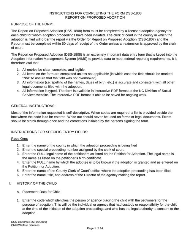 DSS 1808 Report On Proposed Adoption screenshot
