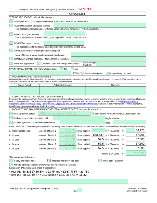 PHS 398 screenshot