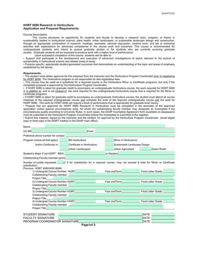 HORT 6090 Research In Horticulture Application And Proposal Requirements screenshot