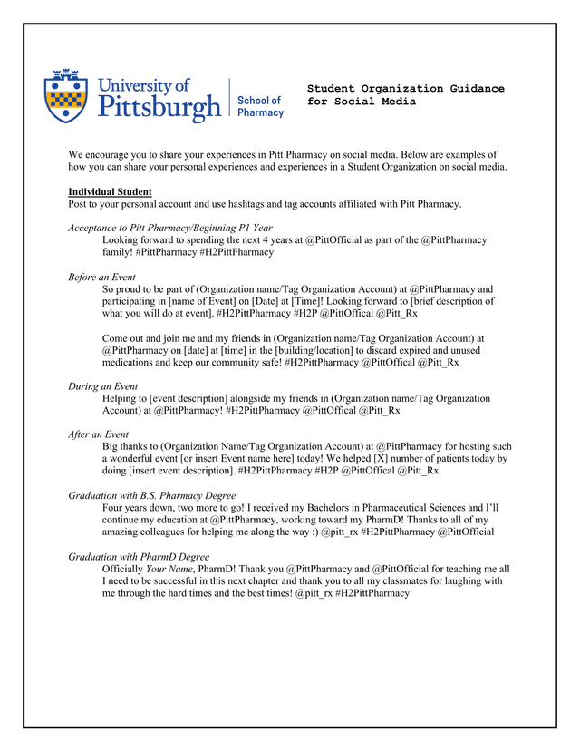 Student Organization Guidance For Social Media screenshot