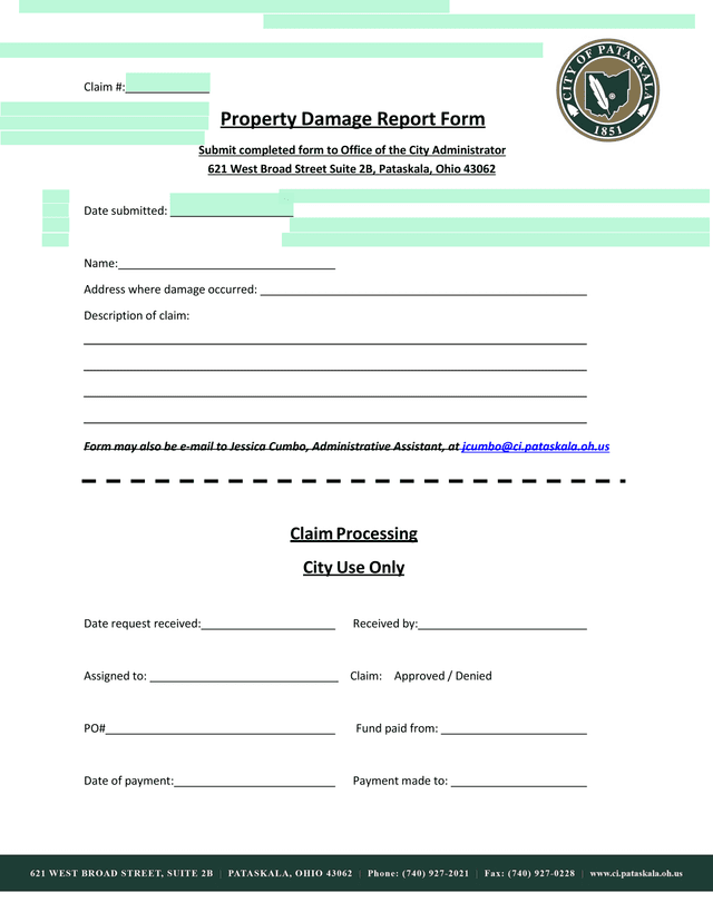 Property Damage Report Form screenshot