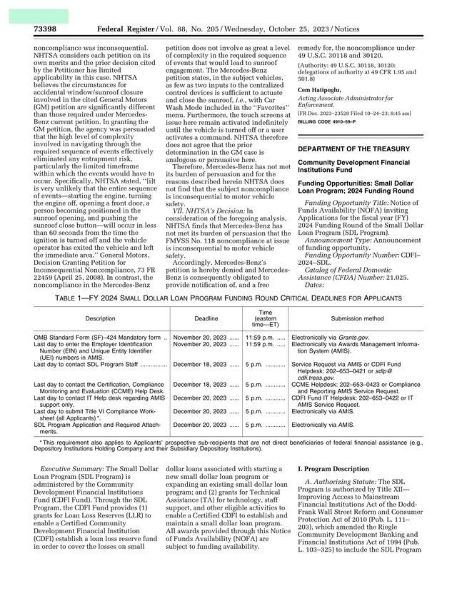 Mercedes Benz Petition For Inconsequential Noncompliance screenshot
