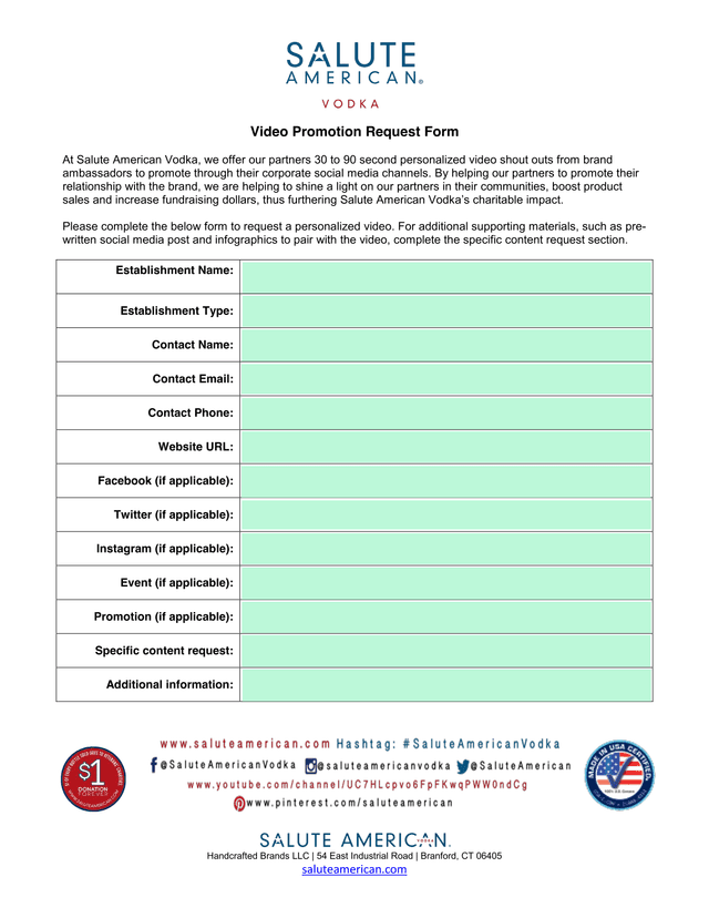 Video Promotion Request Form screenshot