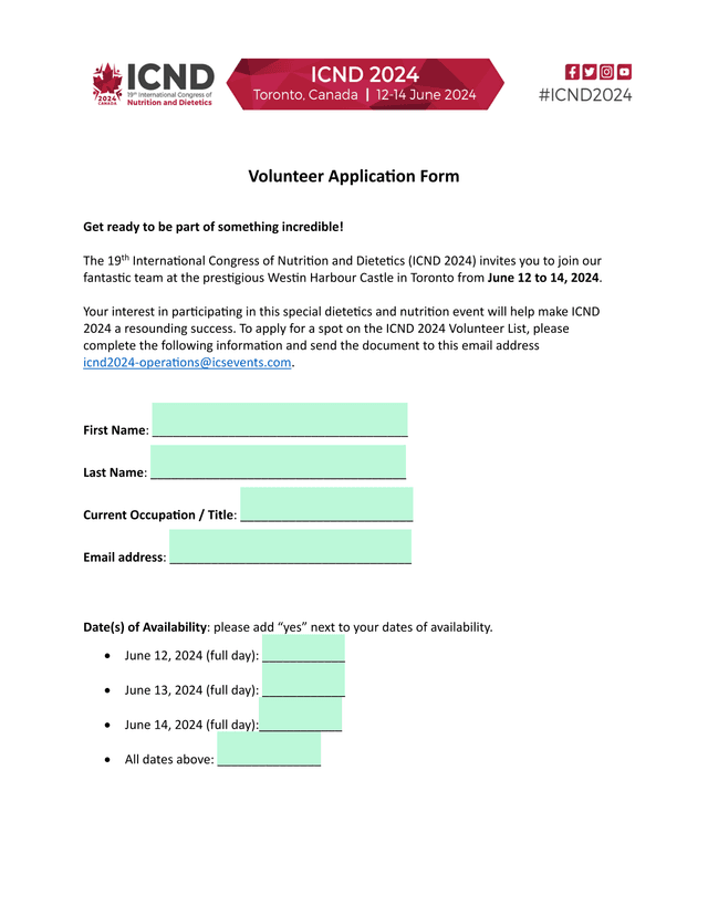 Volunteer Application Form screenshot