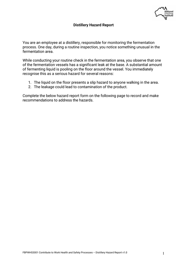 Distillery Hazard Report screenshot