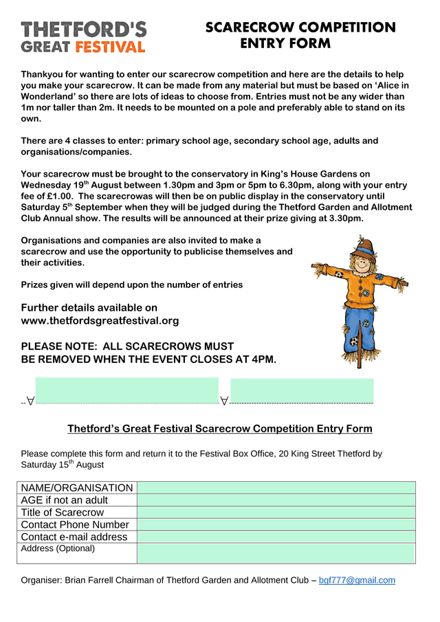 Scarecrow Competition Entry Form screenshot