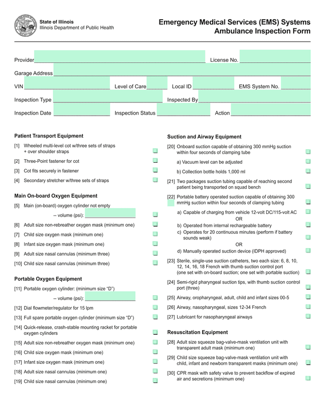 Ambulance Inspection Form screenshot