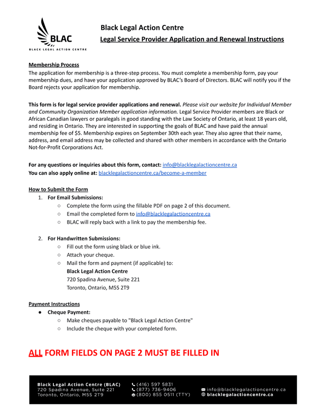 Legal Service Provider Application And Renewal Form screenshot