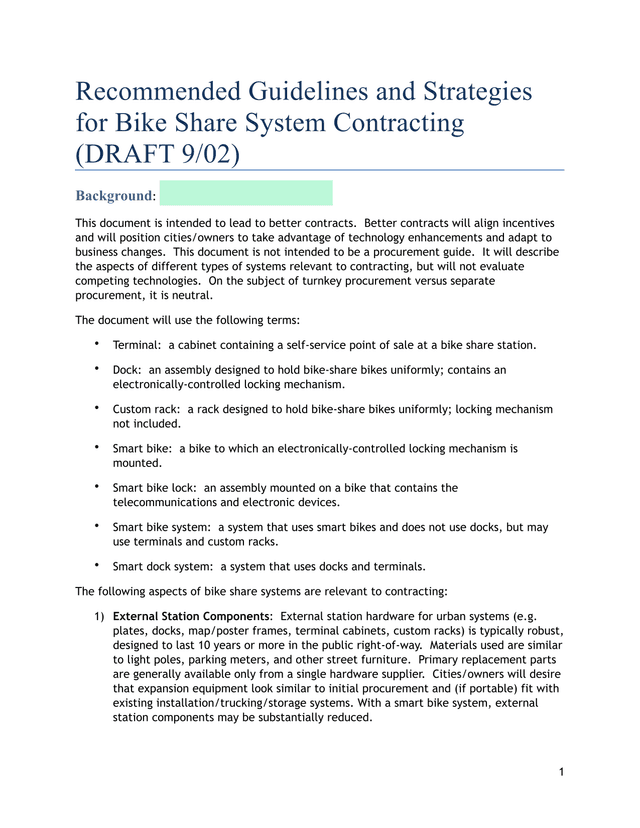 Recommended Guidelines And Strategies For Bike Share System Contracting screenshot