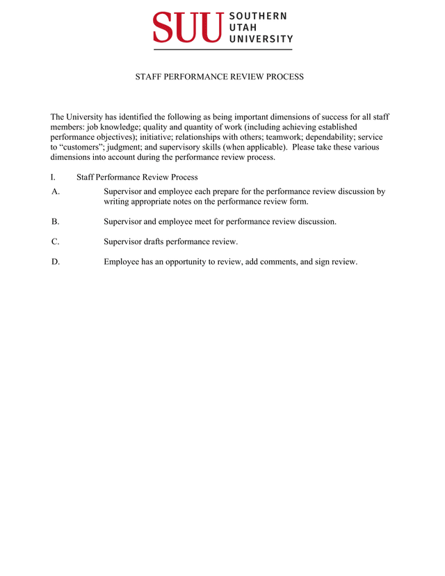 Staff Performance Review Process screenshot