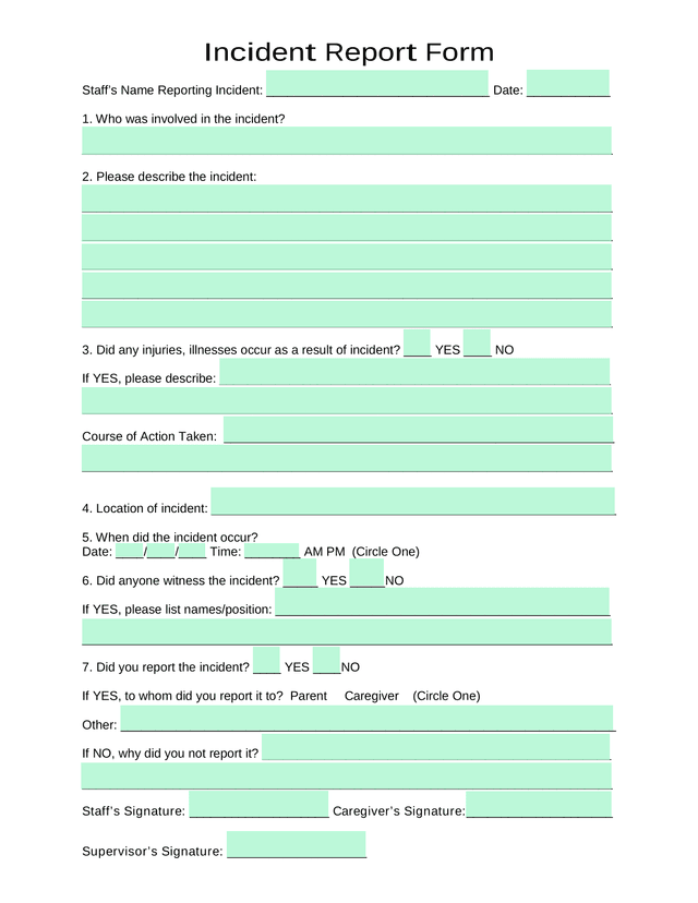 Incident Report Form screenshot